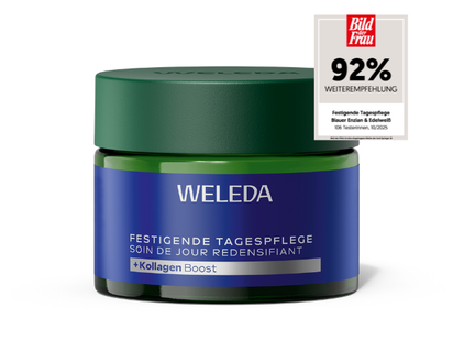 Die Weleda Festigende Tagespflege Blauer Enzian & Edelweiß überzeugt mit 92% Weiterempfehlung