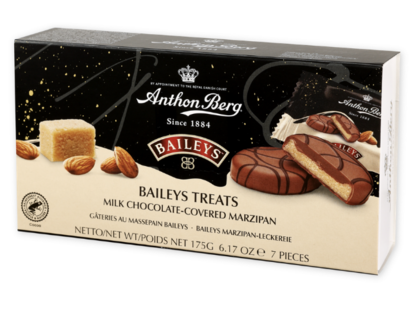 Anthon Berg Baileys Treats vereinen ikonisches Anthon Berg Marzipan mit dem vollmundigen Geschmack des beliebten Baileys Likörs